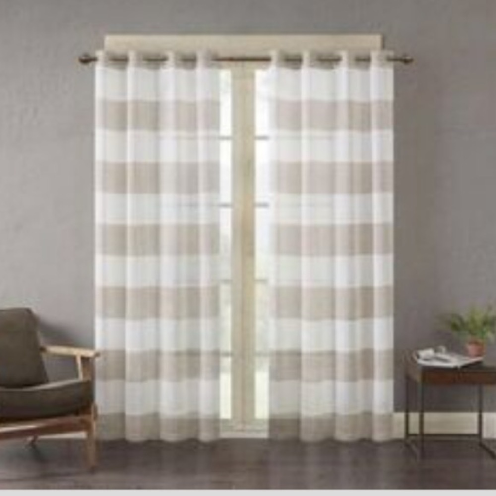 Urban Habitat Mason Yarn Dyed Woven Neutral Stripe Window Panel 50” W X 95” L.